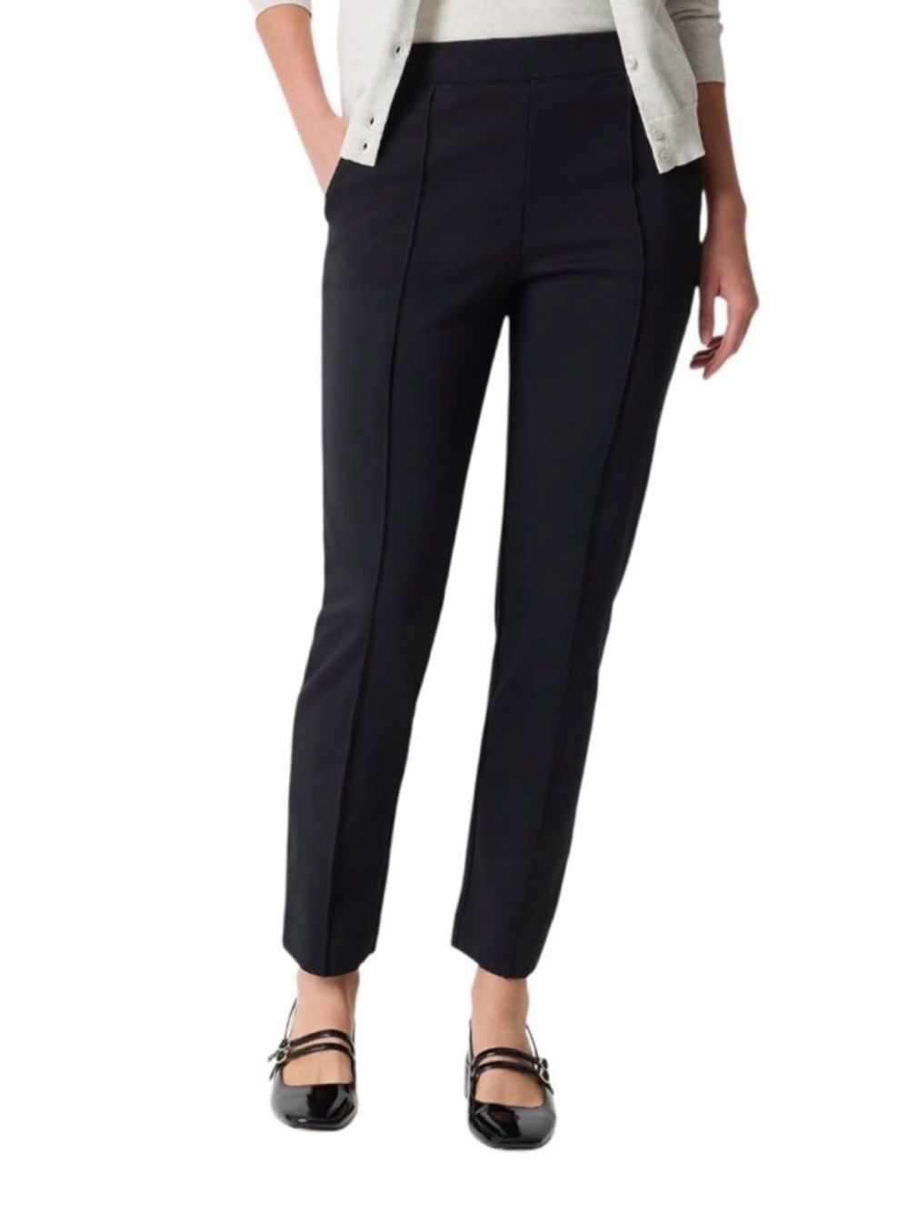 J. Crew Black Ankle-Length Ponte Pull-On Trousers - Black (S)